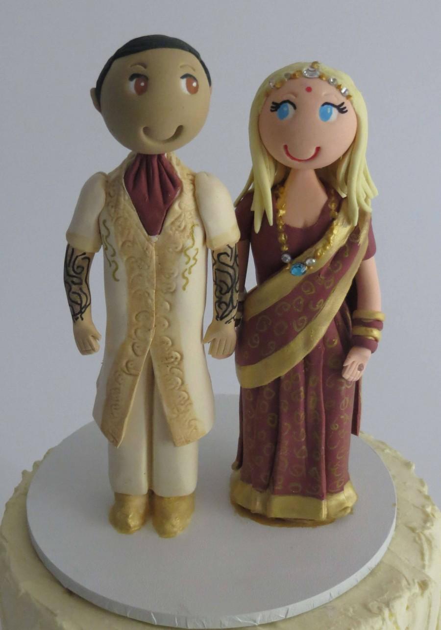Свадьба - Traditional Indian Wedding Couple on 5" round base board