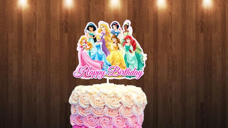 Hochzeit - topper cake, disney, princess, you print, digital file, non editable, ariel, aurora, bella, rapunzel, tiana,