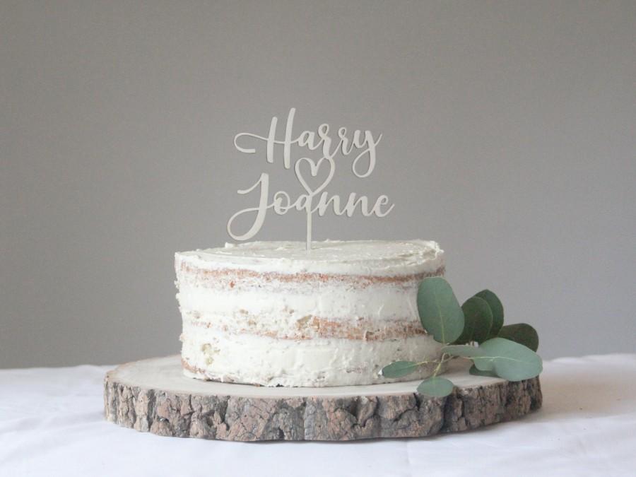 Wedding - Custom Cute Heart Wedding Cake Topper, Heart Wedding Topper, Love Heart Wedding Topper, Wooden Cake Topper, Personalised Wedding Decor, Gift