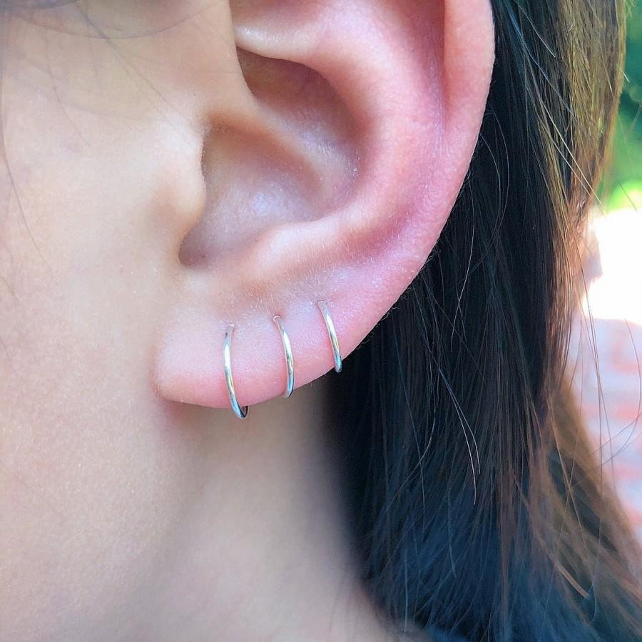 Small Sterling Silver Hoop Earrings Set 