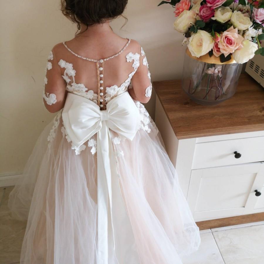 Wedding - White flower girl dress, Rustic Lace Flower Girl Dress,Baby toddler lace dress, white tulle tutu dress,flower girls dresses, birthday, party