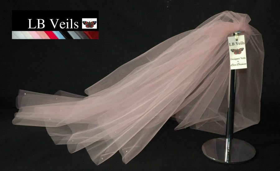 Wedding - Blush Pink Veil Wedding Veil, 2 Tier, Plain Veil, Waist Length, Elbow Length, Long Veil, Pink Cathedral, Length Veil, LB Veils 156 UK