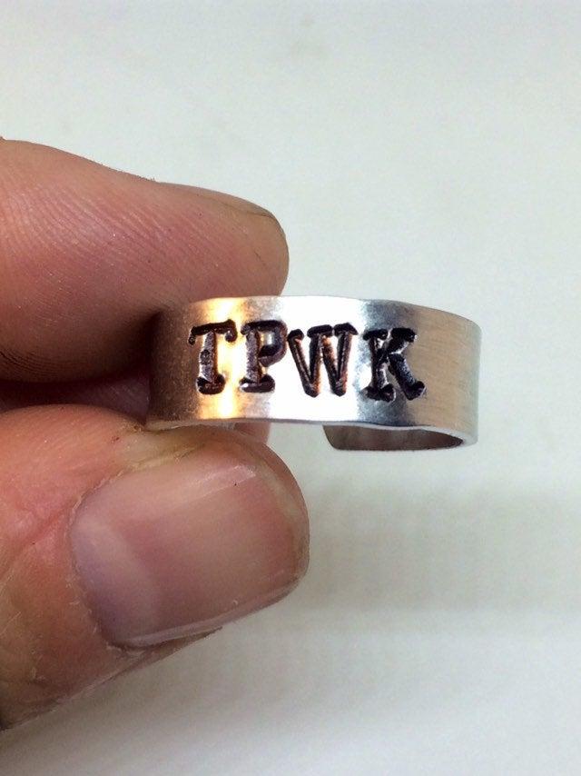 Mariage - Harry Styles Ring - Treat People with Kindness / TPWK Ring / Adjustable Aluminium Ring / One Direction Fan Gift /Handmade Metal Stamped Ring