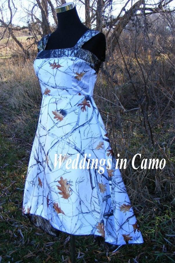 Hochzeit - CAMO dress with HIGH LOW hemline+Color lining  your choice of colors
