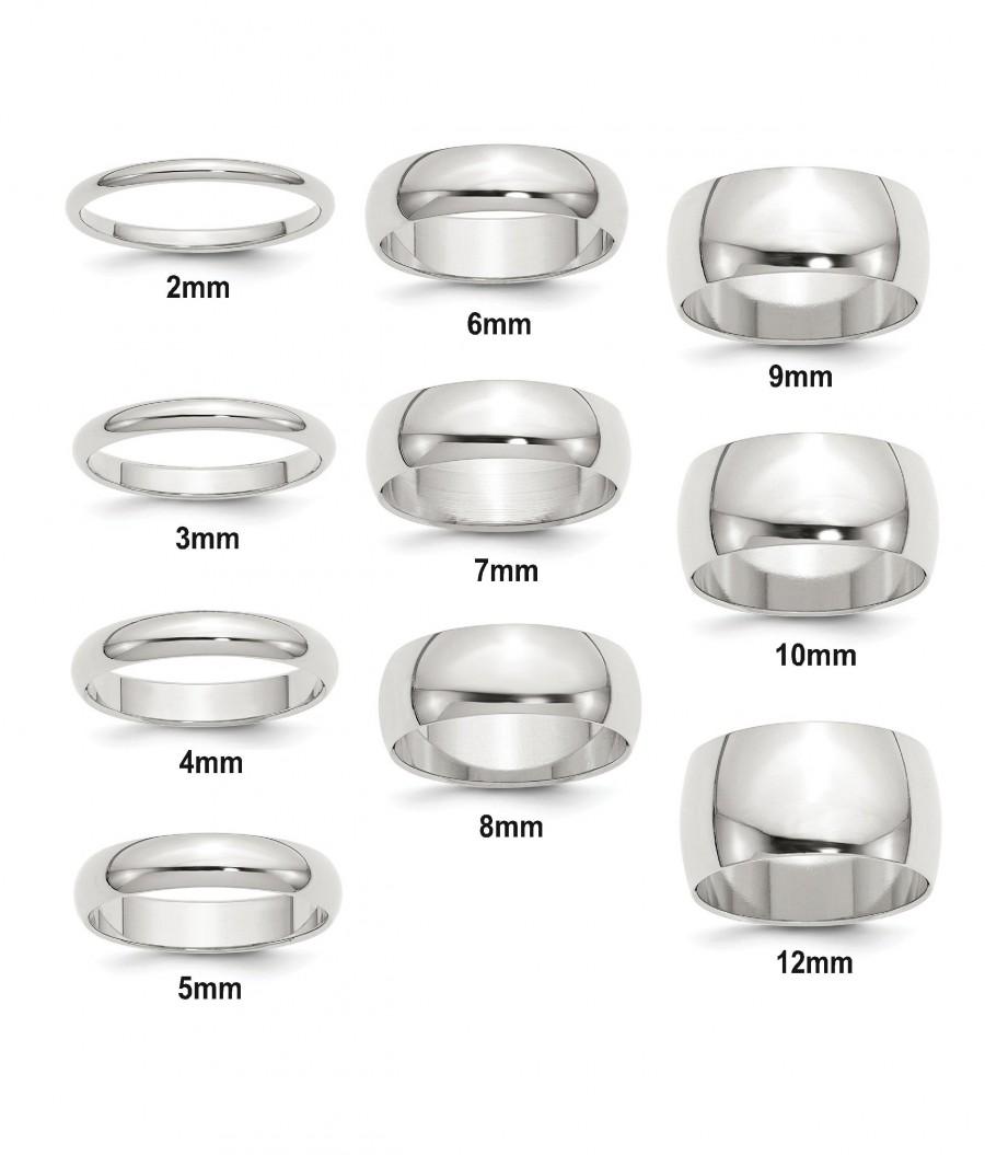 Mariage - Solid Sterling Silver Half Round Wedding Bands 2mm 3mm 4mm 5mm 6mm 7mm 8mm 9mm 10mm 12mm Widths - with Optional Engraving