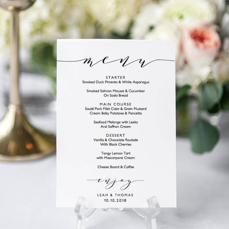 Hochzeit - Wedding menu template, 5x7", 4x9" and 8x10" menu. Printable menu card DIY templates. Edit, print, trim! "Wedding" FREE Corjl Demo