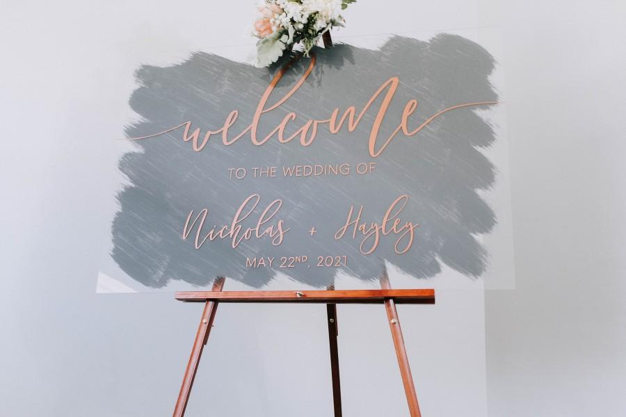 Hand Lettered Acrylic Sign Welcome to our Wedding Sign Welcome Sign Welcome Wedding Sign with Hashtag