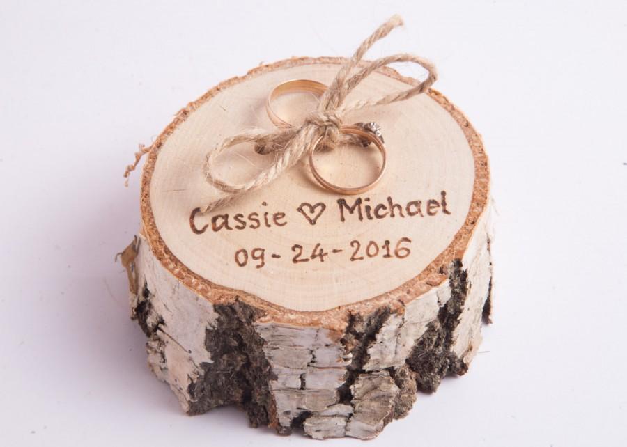 زفاف - Rustic ring bearer pillow, rustic ring holder, rustic ring box, wedding decoration, woodland wedding decor