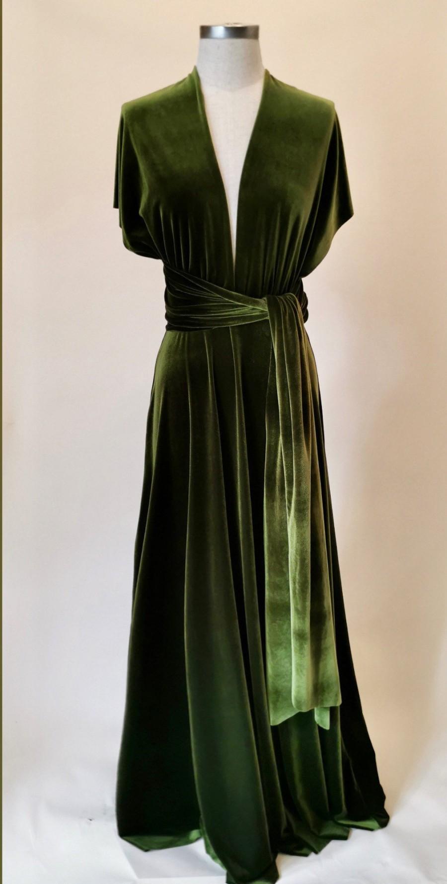 Mariage - Olive green velvet dress, infinity dress, bridesmaid dress, prom dress, ball gown, long dress, multiway dress, convertible dress, party dres