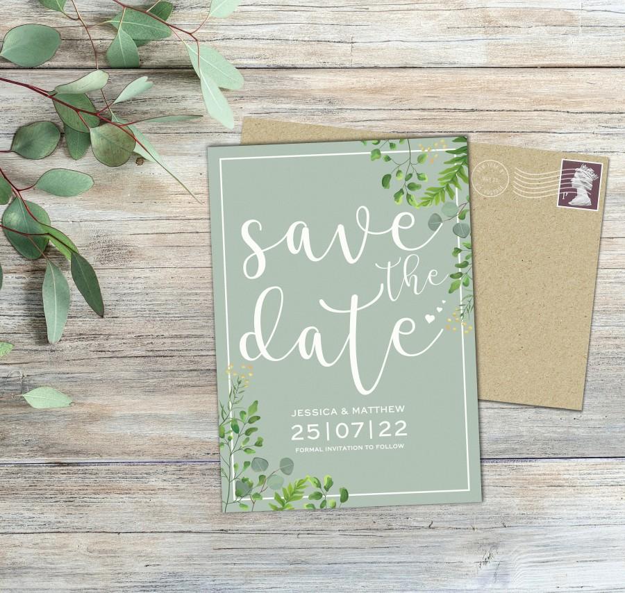 زفاف - Save The Date, Save The Dates, Save The Date Cards, Wedding Save The Date, Greenery, Sage, Simple, Floral