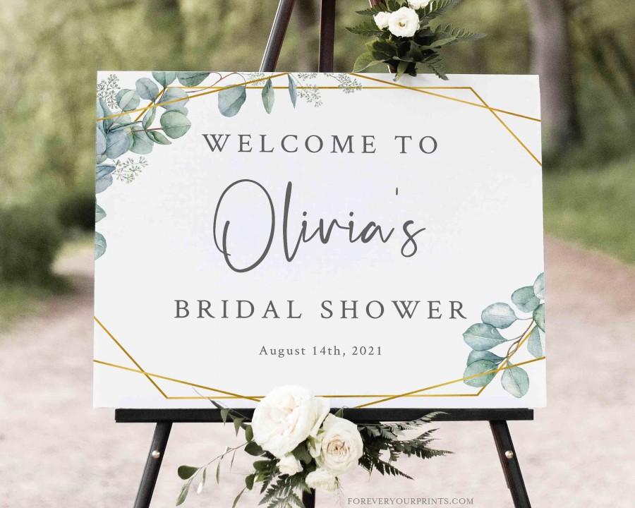 Hochzeit - Bridal Shower Welcome Sign, Eucalyptus Wedding, Digital Download