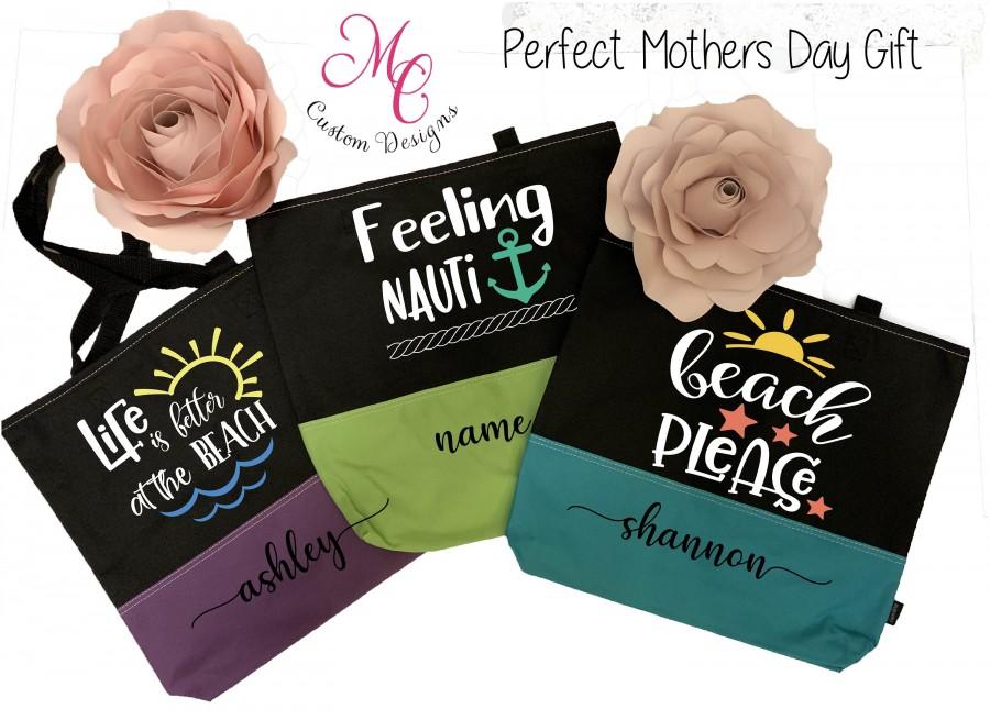 Mariage - Cute Personalized Tote Bags- Great Beach bag, makes wonderful mothers day gift, bridesmaid gift, or teachers gift.