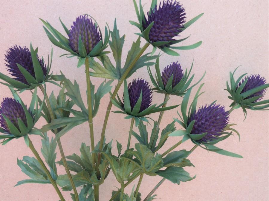 زفاف - Artificial thistle purple teasel cone flower ideal for bouquets, wild flower displays, buttonholes and wedding corsages.