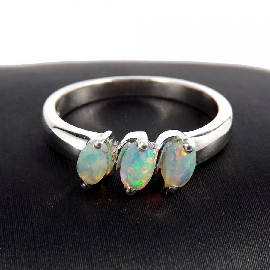 زفاف - Ethiopian Opal Ring, Ethiopian Opal ,, Ethiopian Opal Jewellery, 925 Sterling Silver,  Opal ring Engagement Ring, Birthday Gift, Z816