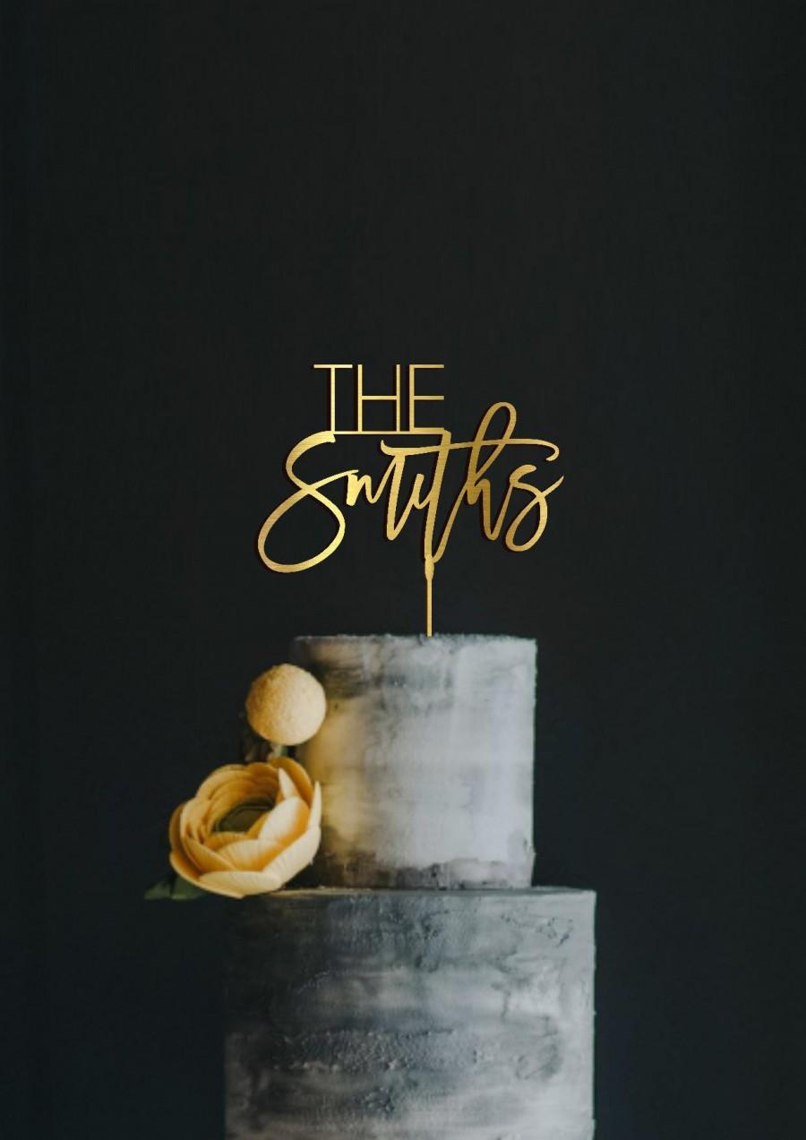 زفاف - Personalized Cake Topper for Wedding with Surname Modern Script Custom Mr and Mrs Last Name Cake Topper Engagement Bridal Shower Birthday