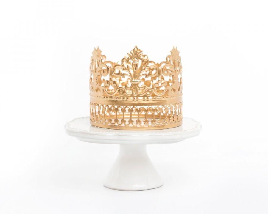 Wedding - Crown Cake Topper, gold crown for wedding cake topper. Mini Crown, Party Decor, Dessert Table, Princess Cake. Willow.