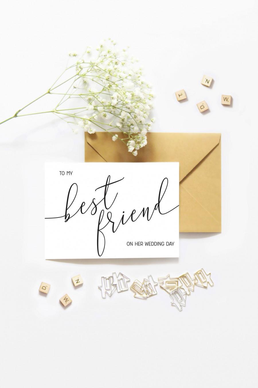 زفاف - Best Friend Wedding Card "To My Best Friend On Her Wedding Day" Elegant Cursive Card - A2 Wedding Card - Bestie Wedding - BFF Married Card