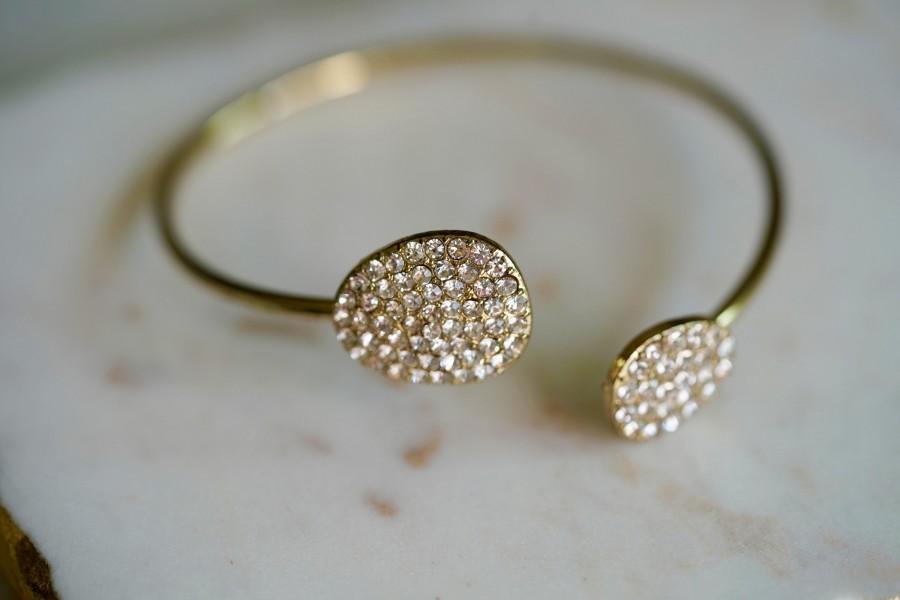 زفاف - Sparkly Gold Bangle- stacking bracelet/ simple gold cuff/ layering bracelet/ dainty pave crystal/ gifts for her/ bridesmaid gift/ GRACE