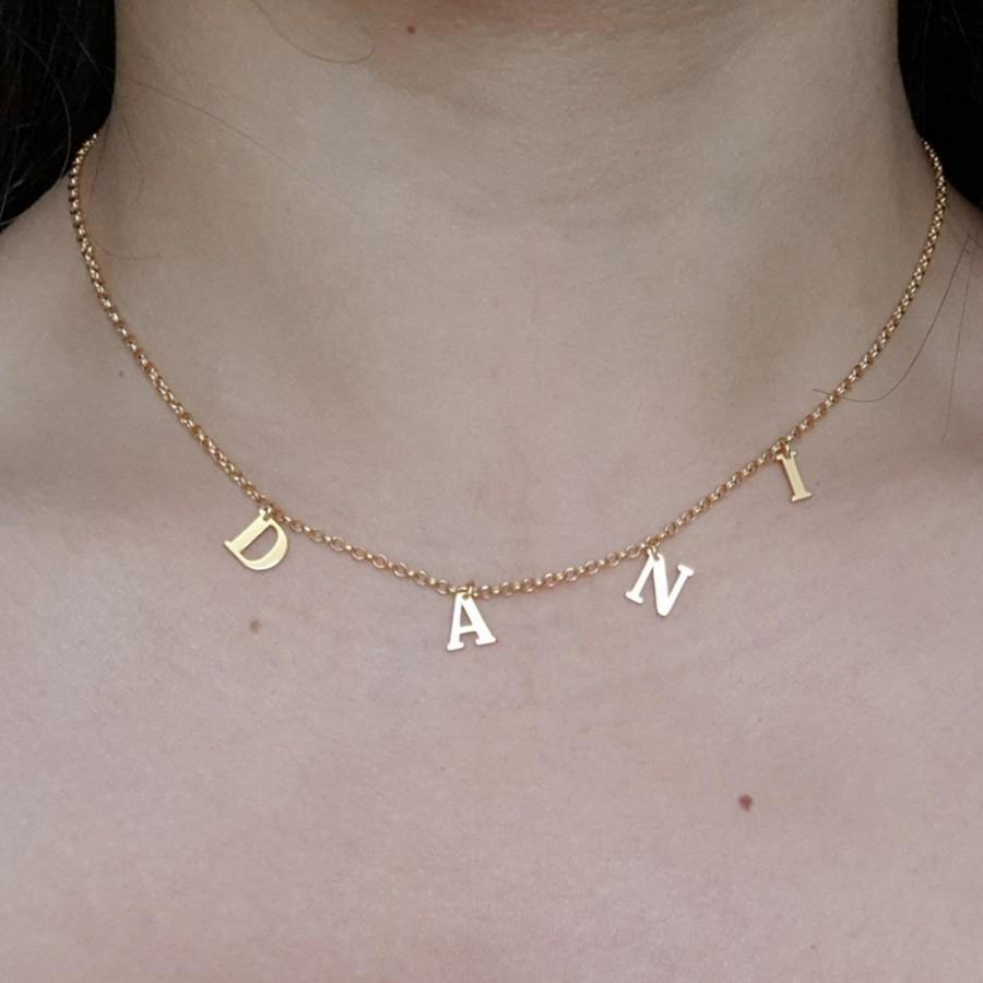 Mariage - Space letter Necklace, Initial Necklace, Custom Letter Choker, Name Necklace, Personalized Letter Necklace, Mother’s Day , Bridesmaid Gift,