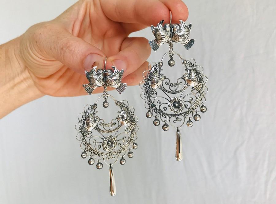 زفاف - Taxco Filigree Earrings. Sterling Silver. Mexico. Frida Kahlo