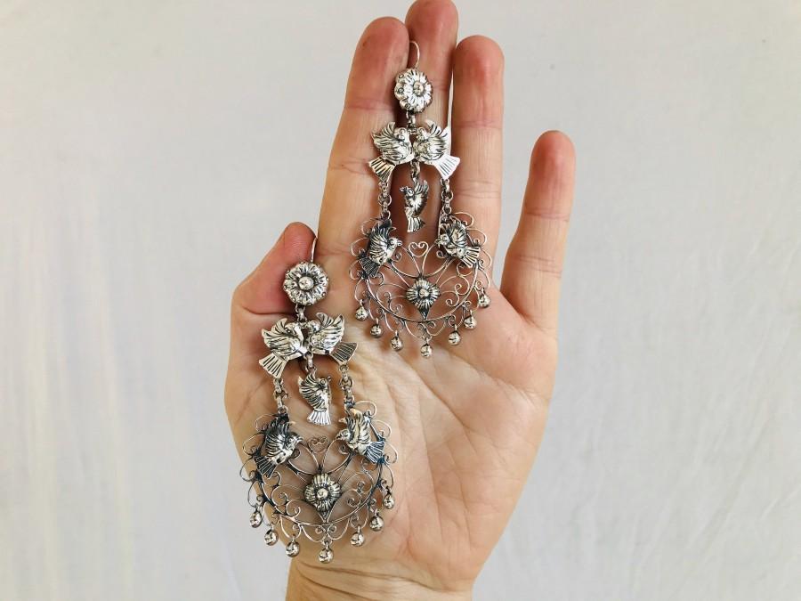 زفاف - Taxco Filigree Earrings. Sterling Silver. Mexico. Frida Kahlo