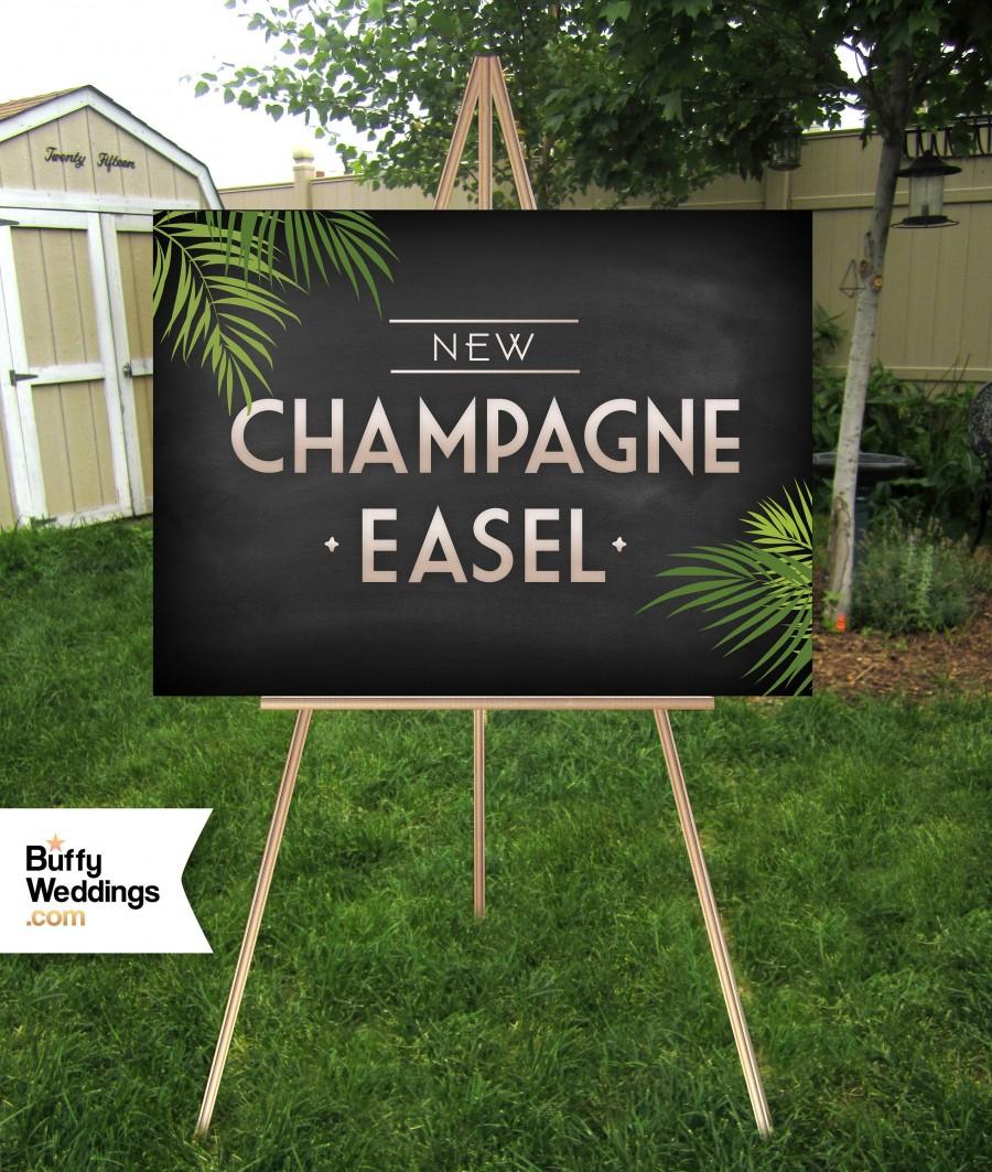 Свадьба - CHAMPAGNE Easel . Large Wood Wedding Sign Stand . Metallic Hand Painted Display Signs up to 30 x 40in Foam Board, Canvas, Wood Sign, Acrylic