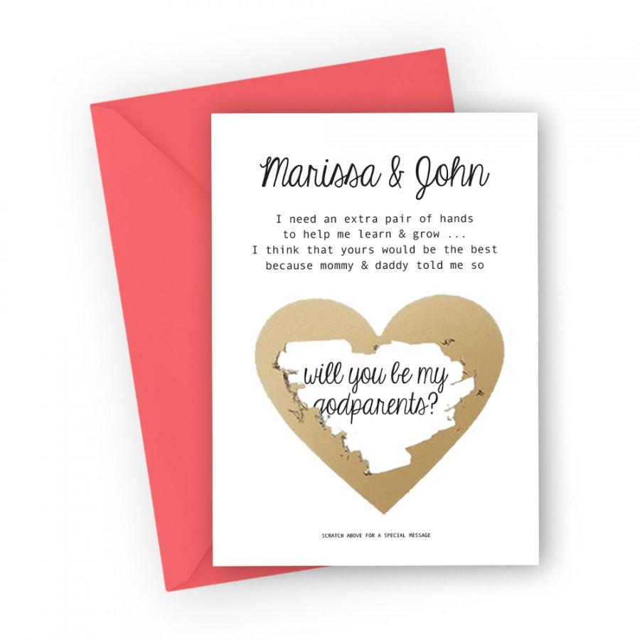 زفاف - Godparents Proposal Scratch off Card, Will you be my Godparents? Asking card, Personalised God Parents Poem Card, Custom Proposal Card