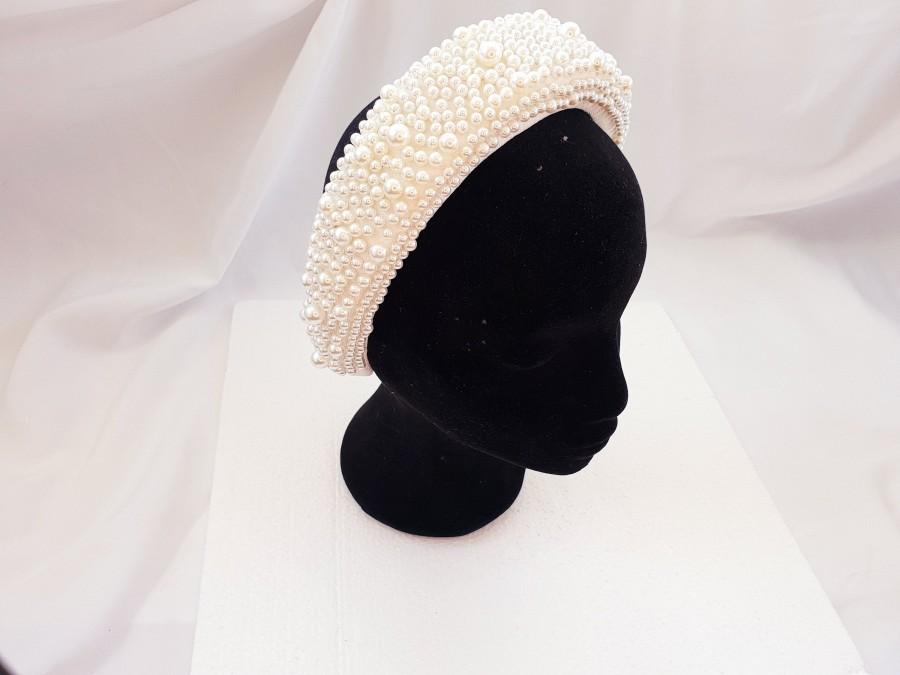 Hochzeit - Pearl embellished padded bridal hen party engagement party headband