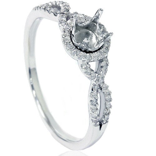 Hochzeit - Infinity 1/5CT Diamond Intertwined Engagement Ring Setting 14 Karat White Gold Semi Mount Pave