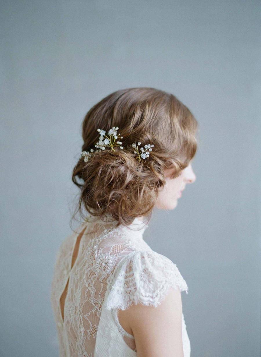 Свадьба - Bridal hair pins - Misty floral bobby pin set of 3 - Style 726 - Made to Order