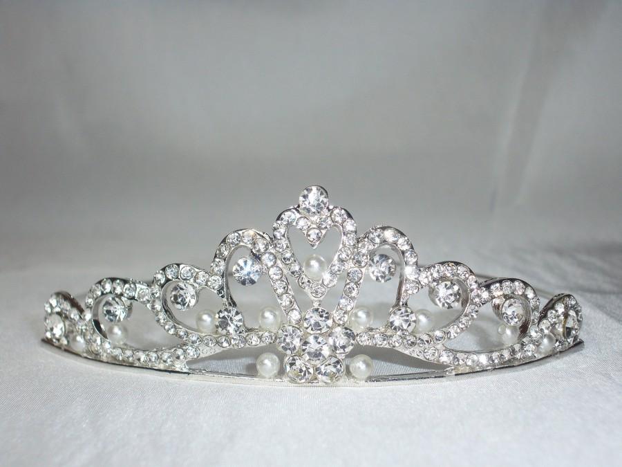 Mariage - Rhinestone Tiara Crown Hairpiece Headpiece Headband Hairband Bridal Prom Bridesmaid Quinceanera Party Birthday Princess Children Flower Girl