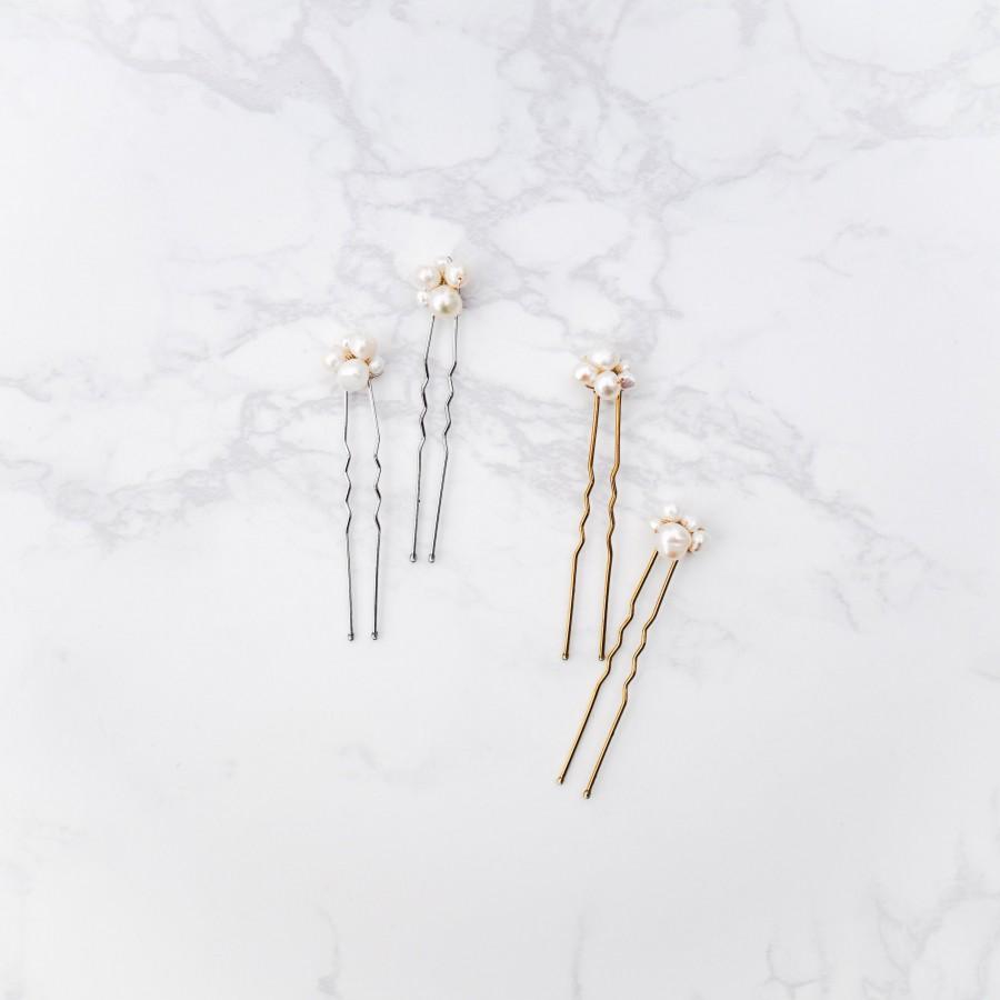Mariage - Freshwater Pearl Cluster Hair Pins (Set of 2) 