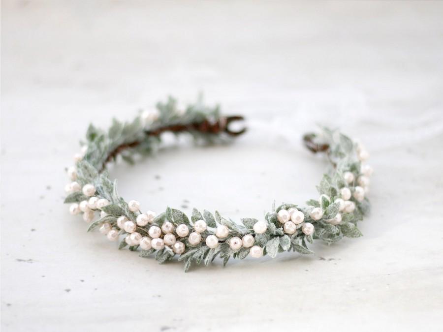 Свадьба - Winter flower crown wedding, blush berry hair crown, christmas photo props