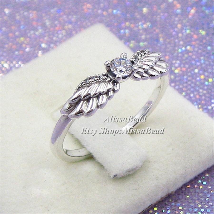 Hochzeit - 2019 Winter 925 Sterling Silver Sparkling Angel Wings Ring With Clear CZ Rings For Women Jewelry Finger Ring