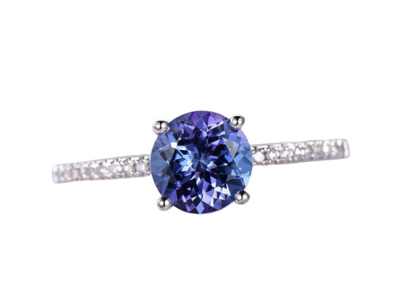 Hochzeit - Tanzanite Ring - Beautiful Round Cut Blue Gemstone- Genuine Sterling Silver Ring- Engagement Ring - December Birthstone- Gift For Her