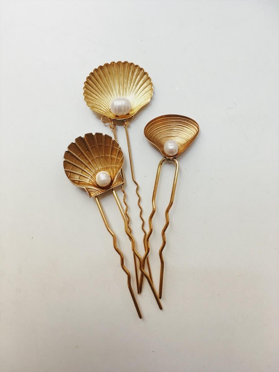 زفاف - Seashell hairpins, #1806