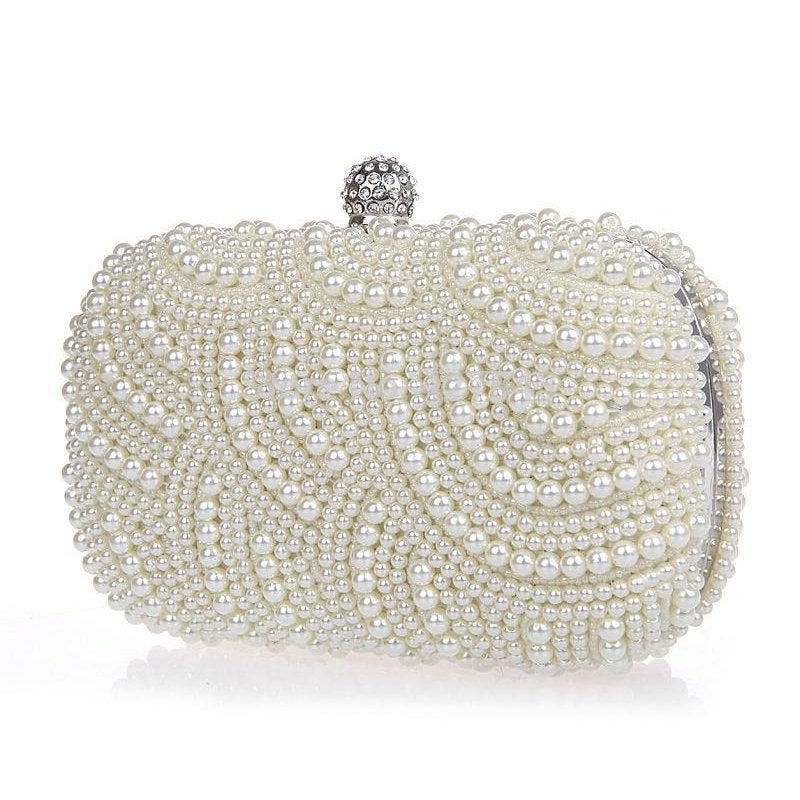 Hochzeit - Beautiful Classic Vintage Pearl Clutch Bag, Bridal Bag, Wedding Bag Champagne, Cream, White or Ivory Deluxe Party or Event Clutch Bag