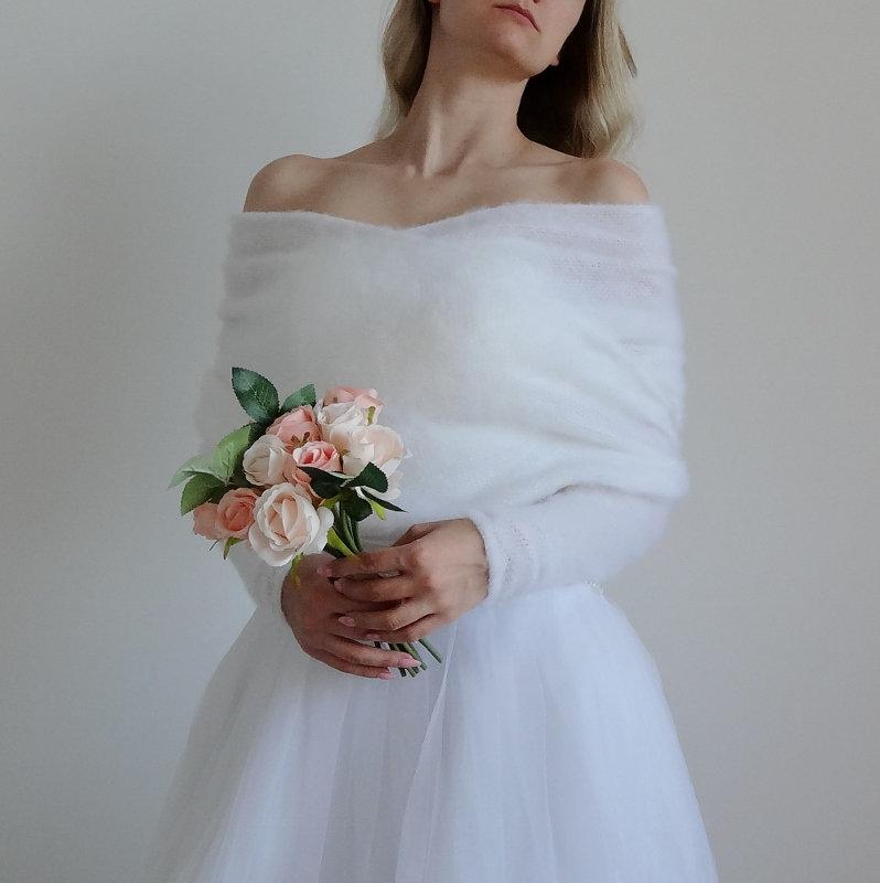 زفاف - Lothlorien - Wedding bolero, sweater, Bridesmaid Accessories. White, Ivory, Powder rose, Beige **Ready To Ship**