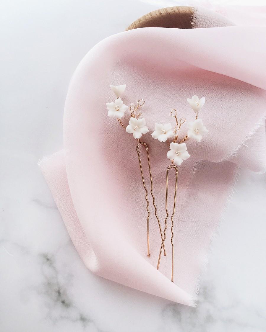 زفاف - Flower wedding hair pins Bridal floral hairpin Small white flowers for hair Wedding white hair piece