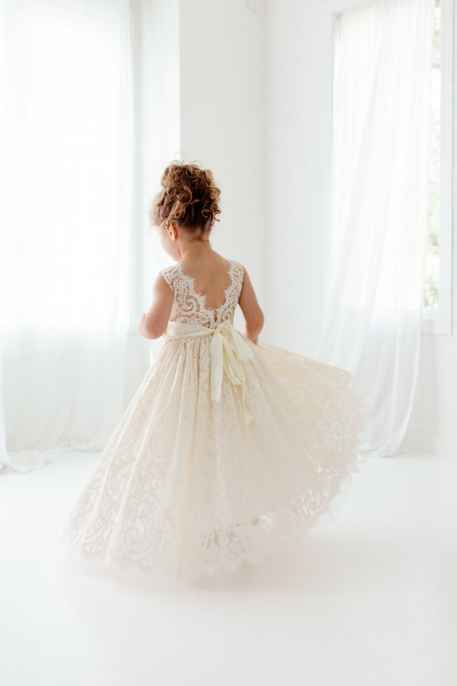Hochzeit - Bohemian Ivory Flower Girl Dress, Rustic Tulle Wedding Dress, Will You Be My Flower Girl Proposal, Boho Dresses