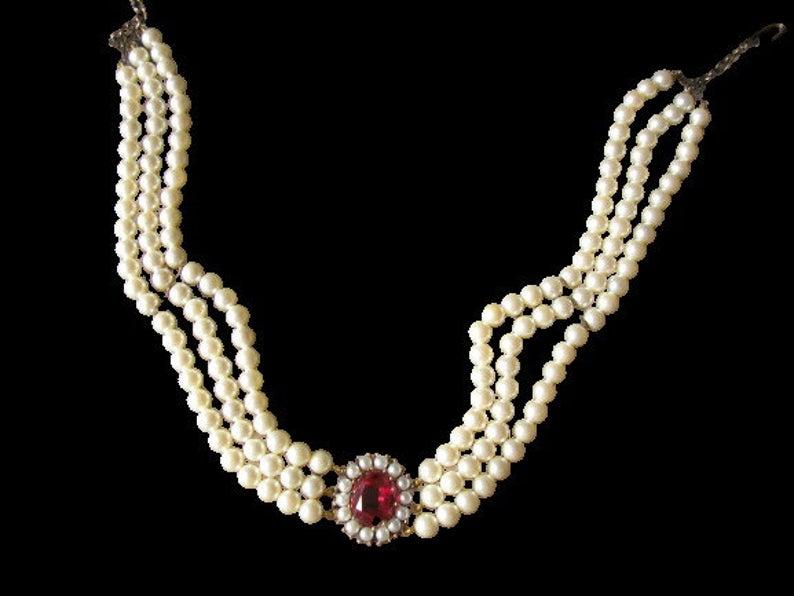 Mariage - LOTUS Royale Pearls, Vintage Pearl Choker, Lotus Pearls, Ruby Bridal Choker, Wedding Necklace, Pearl Necklace, Indian Bridal Choker, Deco