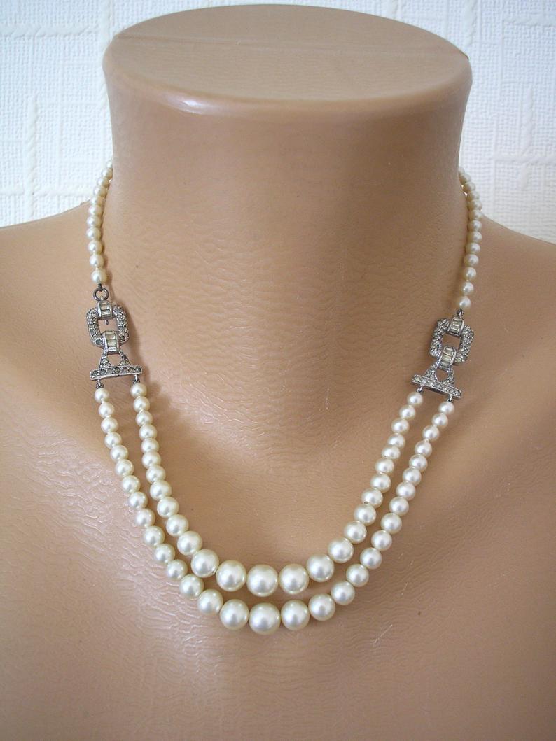 Свадьба - Art Deco Pearl Necklace, Dainty Pearl Necklace, Downton Abbey Jewellery, Antique Pearls, Great Gatsby Pearls, Ivory Pearls, Pearl Choker