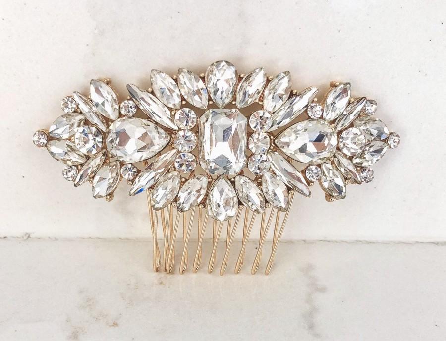 Mariage - Classic Gold or Silver or Rose gold Rhinestone Bridal Hair Comb 