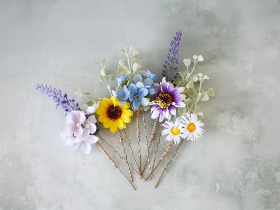 زفاف - Pastel flower hair pins, colorful flower bobby pins, wedding hair pin, flower hair piece bridal, bridesmaid hair pin, set flower hair clips