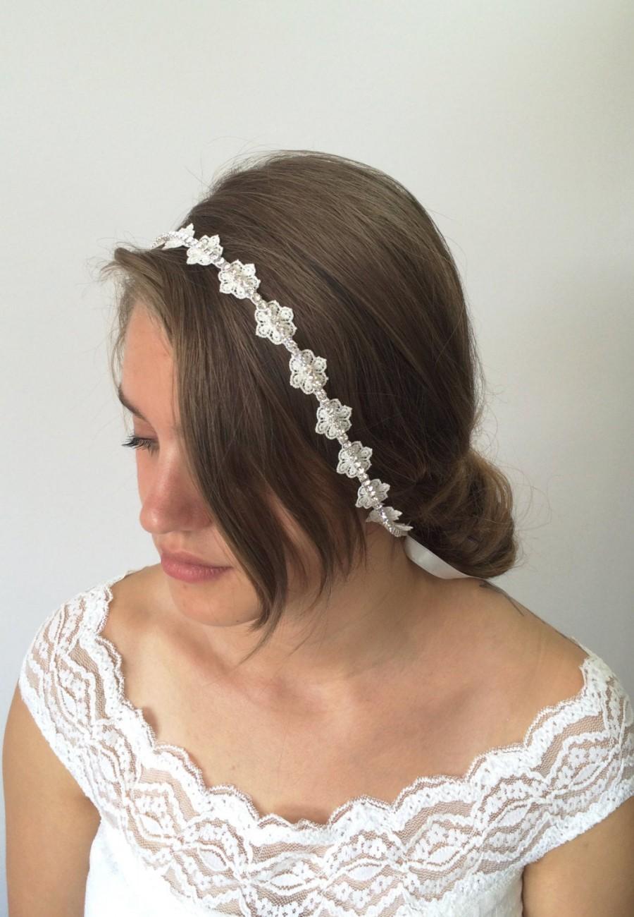 Свадьба - Bridal Hair Wrap, Lace Headband, Bridal Headband, Rhinestone Hairband, Flower Headband, Bridal Headpiece, Bride Gift, Wedding Hair Jewelry