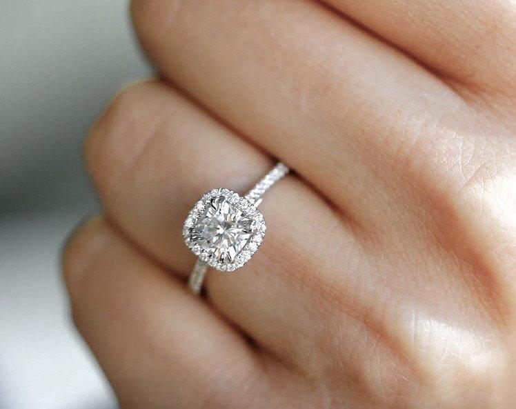 زفاف - Promise Ring, Engagement Ring, Wedding Ring, Anniversary Gift, Gift for Her, Birthday Gift, 1.5ct Cushion Cut Solitaire, 100% 925 Silver