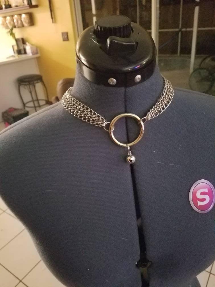 Wedding - Twist chain kitten collar with bell. Day collar.  BDSM.  Pet play goth