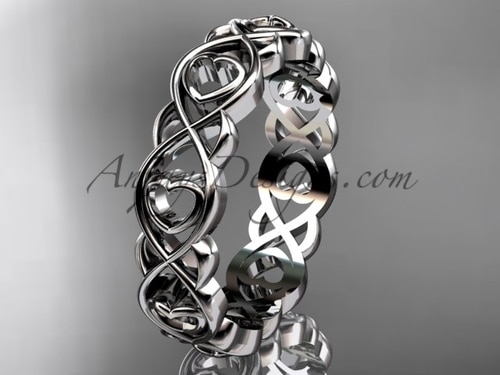 Свадьба - Heart Platinum Engagement Ring, Heart Ring Wedding Band, Heart Bridal Ring ADLR563G