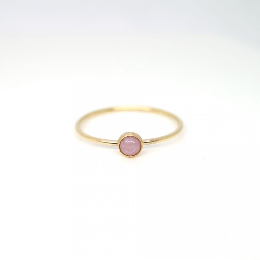Hochzeit - Pink Opal Ring in 14K Gold Filled-Pink opal jewelry-tiny stone ring-pink gemstone ring-stacking ring-bridesmaid gift-anniversary gift