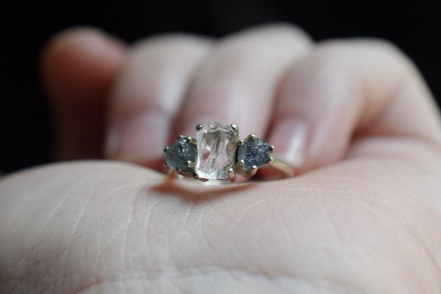 Hochzeit - Simple Raw Diamond Engagement Ring Unique Wedding Band Organic Alternative Engagement Ring Rustic Wedding Promise Ring